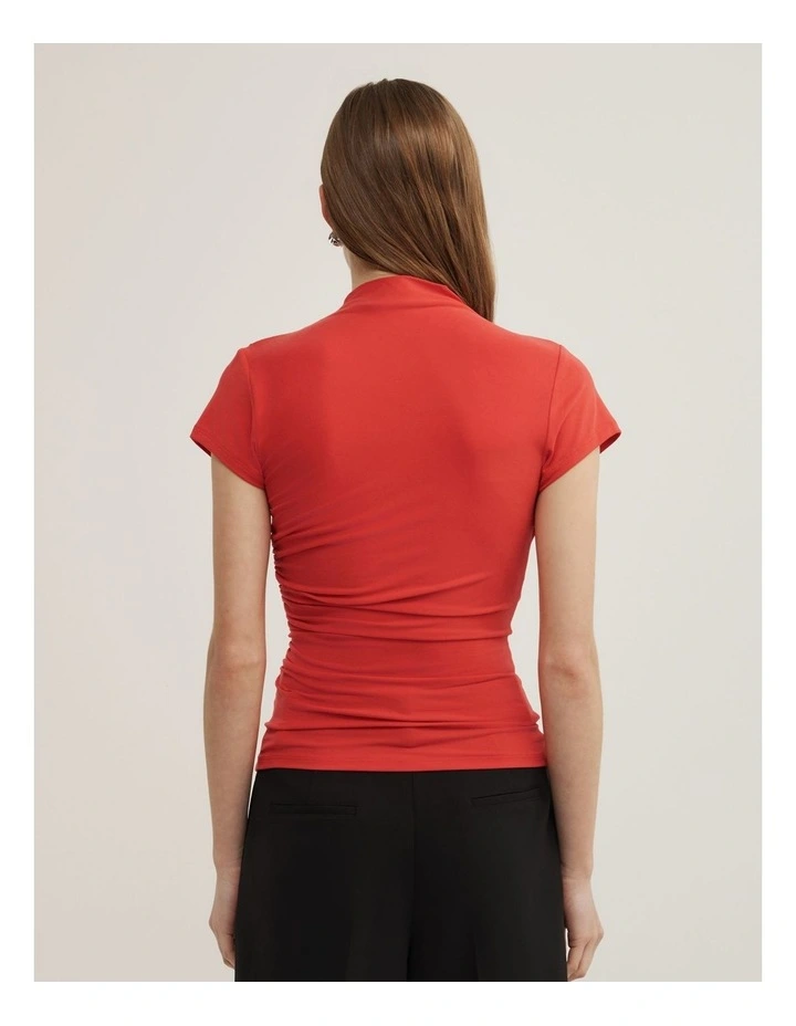 Wrap Cap Sleeve T-shirt in Scarlet image 5