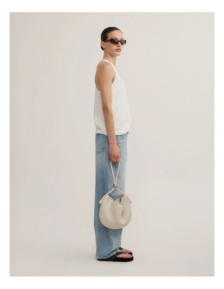 Amelia Weave Shoulder Bag in Chalk image 2