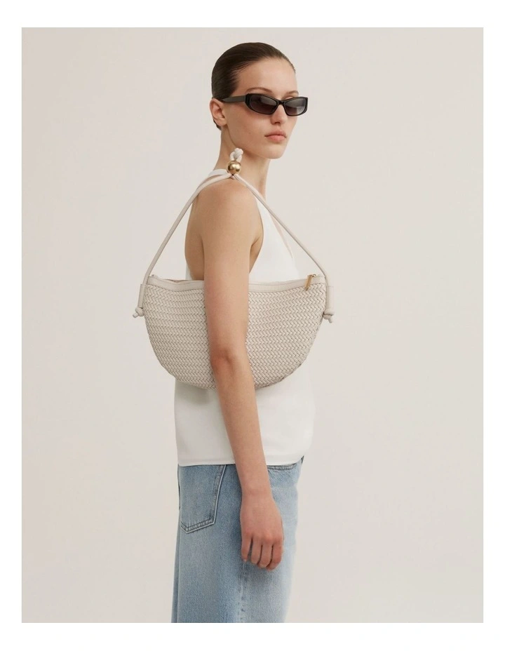 Amelia Weave Shoulder Bag in Chalk image 3