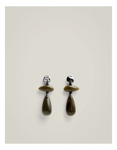 Nahla Bead Earrings in Dark Olive