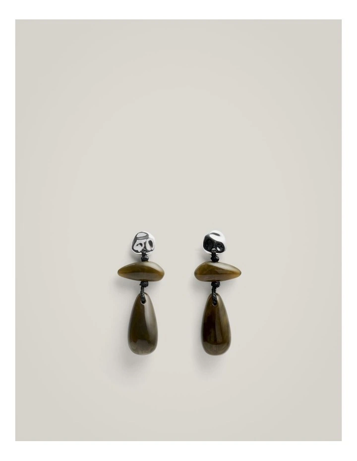 Nahla Bead Earrings in Dark Olive image 1