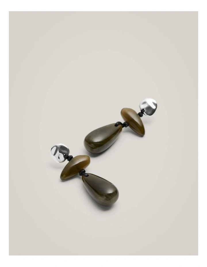 Nahla Bead Earrings in Dark Olive image 4