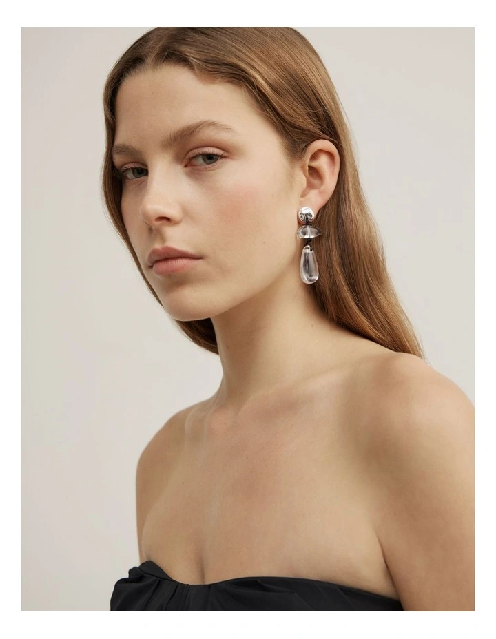 Nahla Bead Earrings in Clear image 2