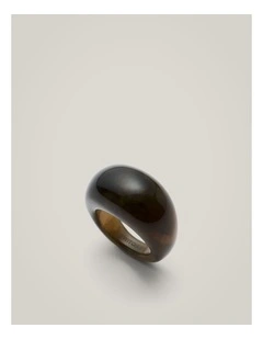 Nahla Resin Ring in Dark Olive