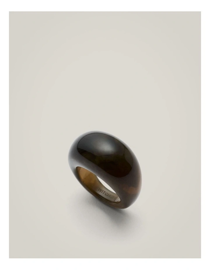 Nahla Resin Ring in Dark Olive image 1