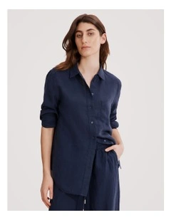 Organically Grown Linen Shirt in Navy
