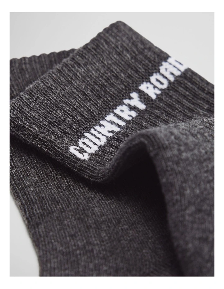 Australian Cotton Blend Cr Sport Quarter Crew Sock in Charcoal Marle image 2