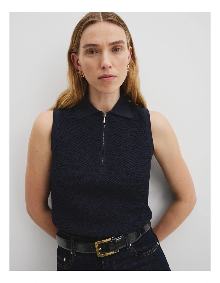 Fine Mesh Knit Tank in Twilight image 2