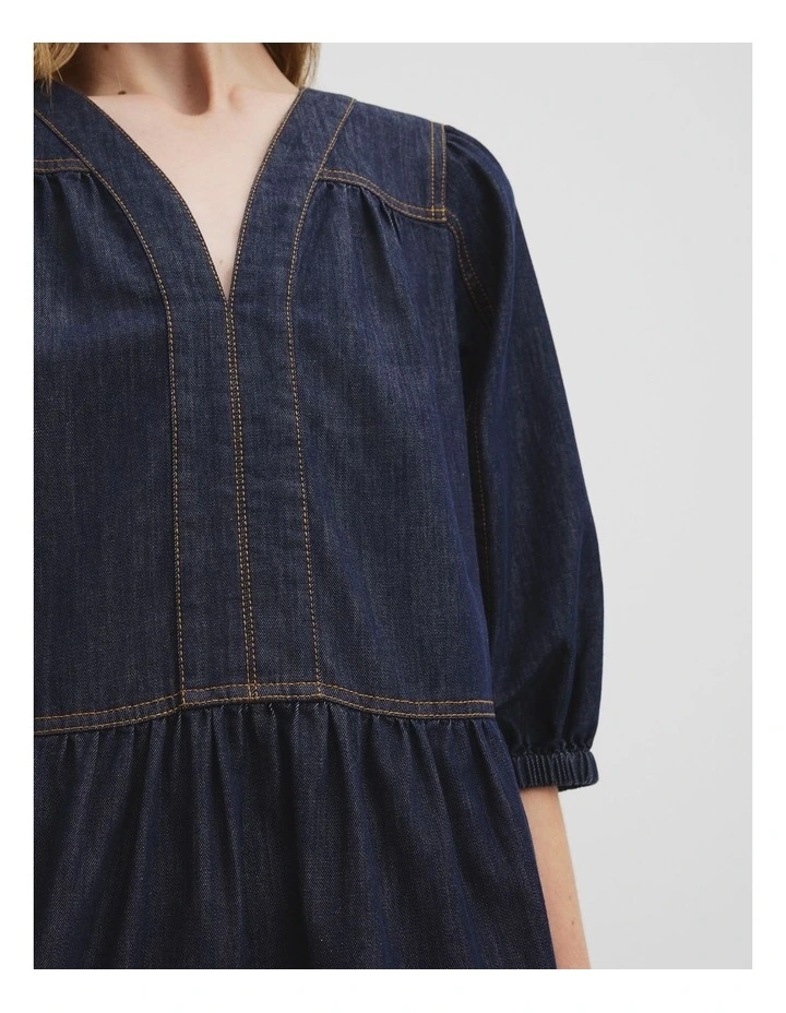 Trapeze Denim Dress in Indigo Rinse image 2