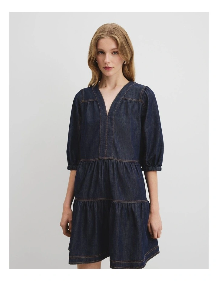 Trapeze Denim Dress in Indigo Rinse image 3