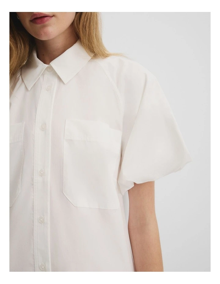 Australian Cotton Poplin Mini Dress in Antique White image 2
