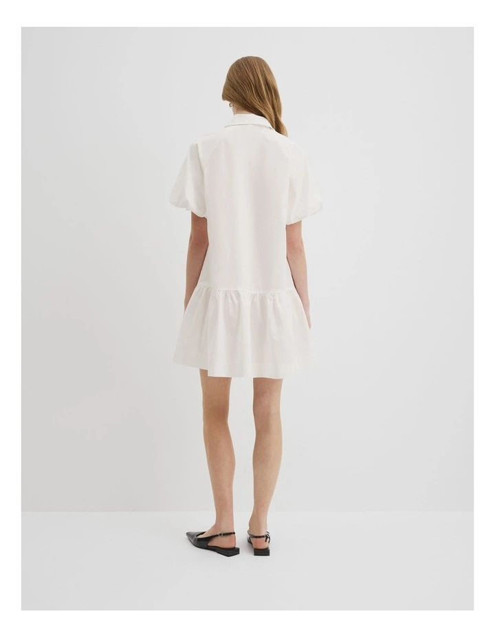 Australian Cotton Poplin Mini Dress in Antique White image 4