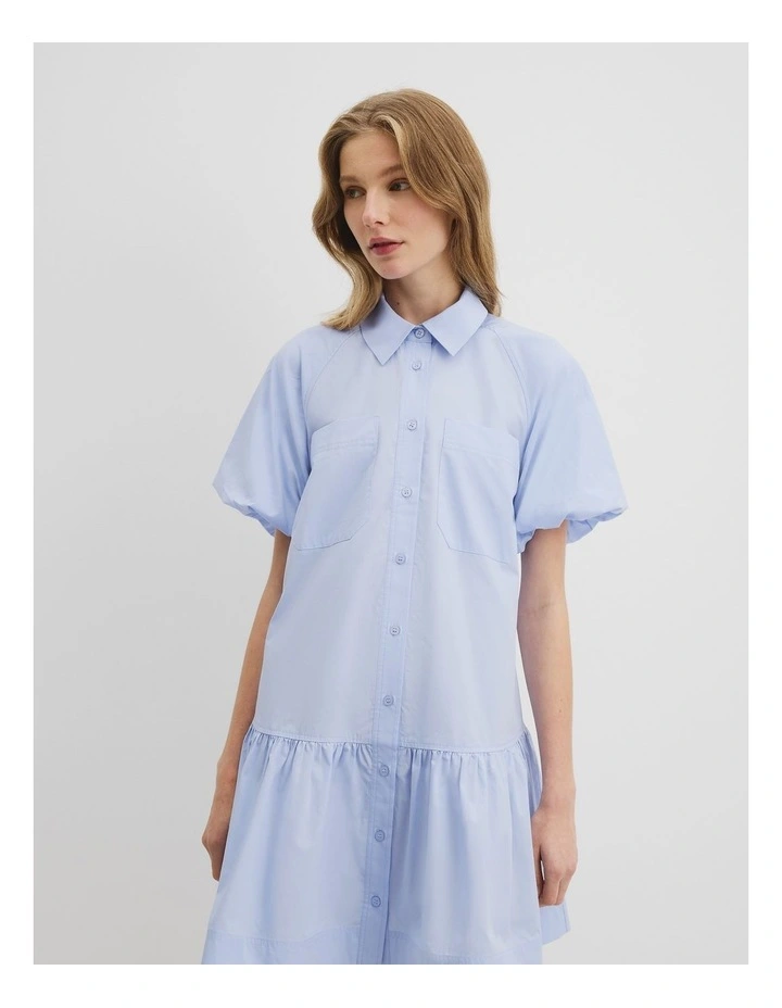 Australian Cotton Poplin Mini Dress in Ice Blue image 2