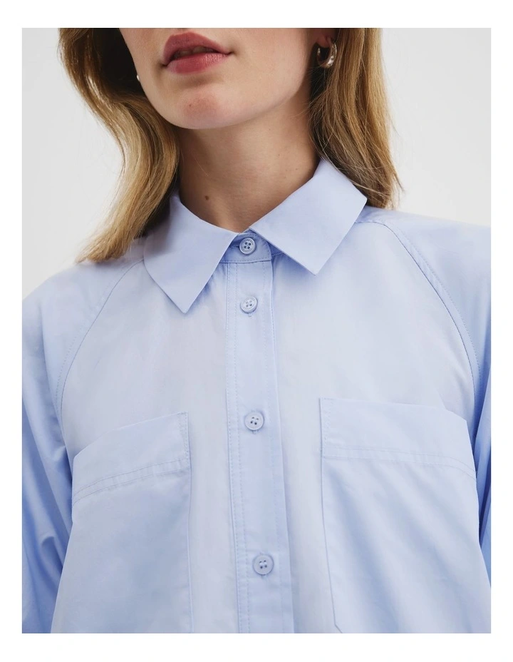 Australian Cotton Poplin Mini Dress in Ice Blue image 3