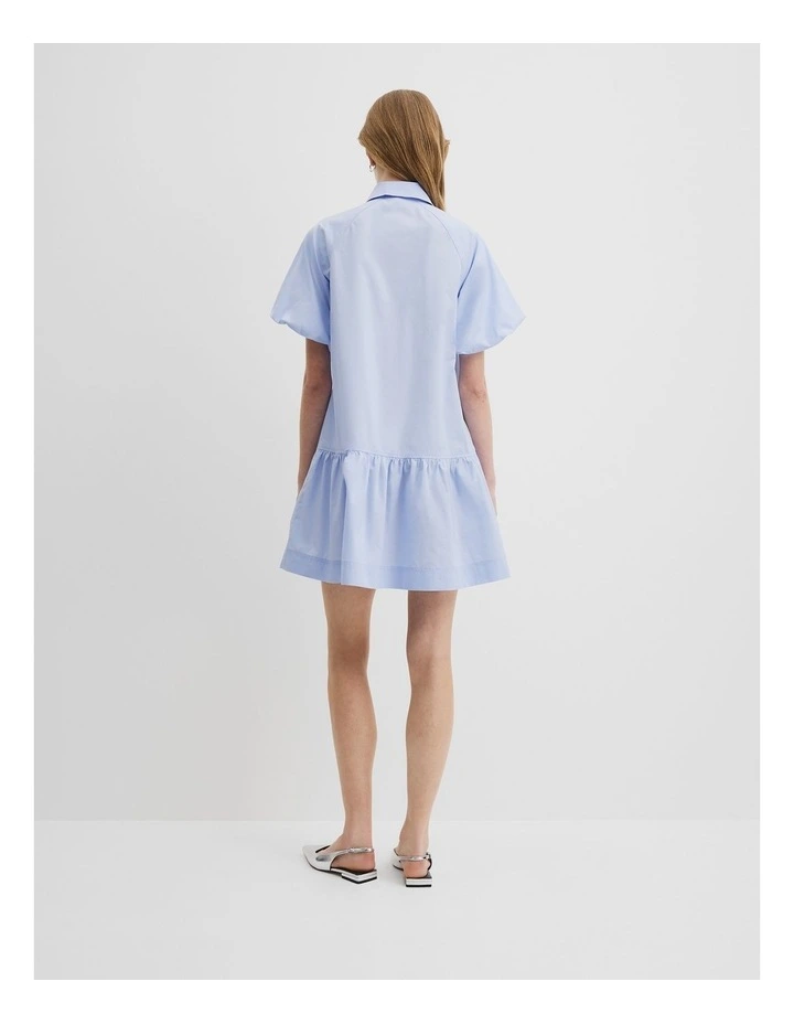 Australian Cotton Poplin Mini Dress in Ice Blue image 4