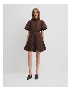 Asymmetric Hem Mini Dress in Cocoa