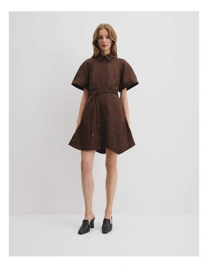 Asymmetric Hem Mini Dress in Cocoa image 1