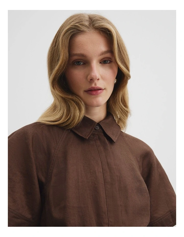 Asymmetric Hem Mini Dress in Cocoa image 2