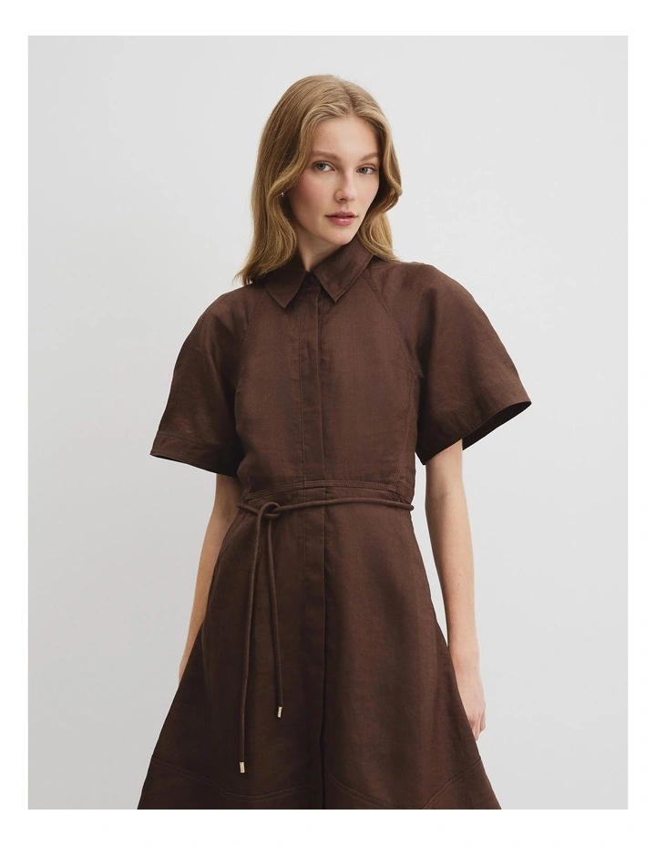 Asymmetric Hem Mini Dress in Cocoa image 3
