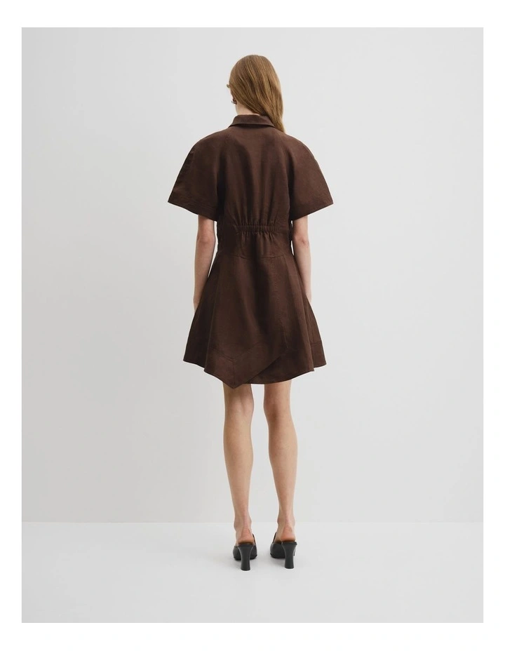 Asymmetric Hem Mini Dress in Cocoa image 4