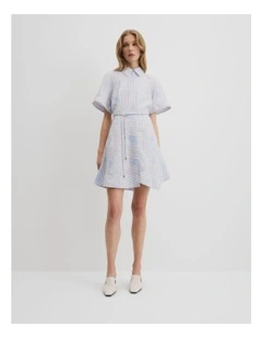 Print Asymmetric Hem Mini Dress in Diamond Geo