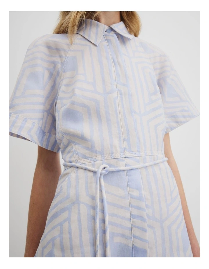 Print Asymmetric Hem Mini Dress in Diamond Geo image 2