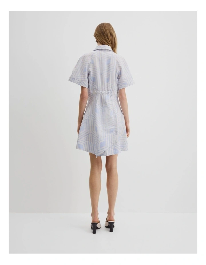 Print Asymmetric Hem Mini Dress in Diamond Geo image 4