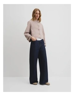 Short Crew Jacket in Taupe