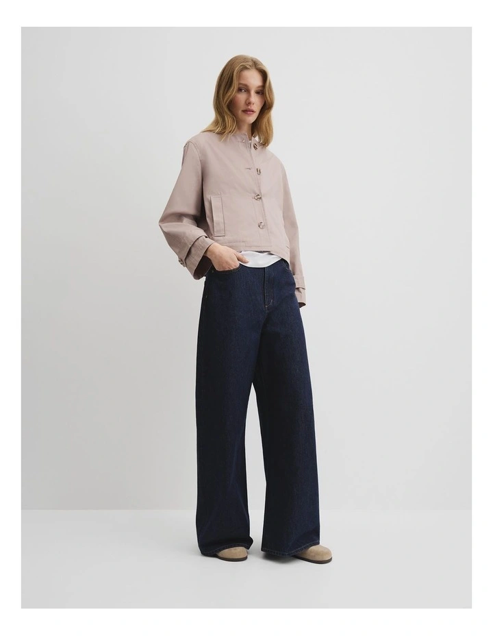 Short Crew Jacket in Taupe image 1