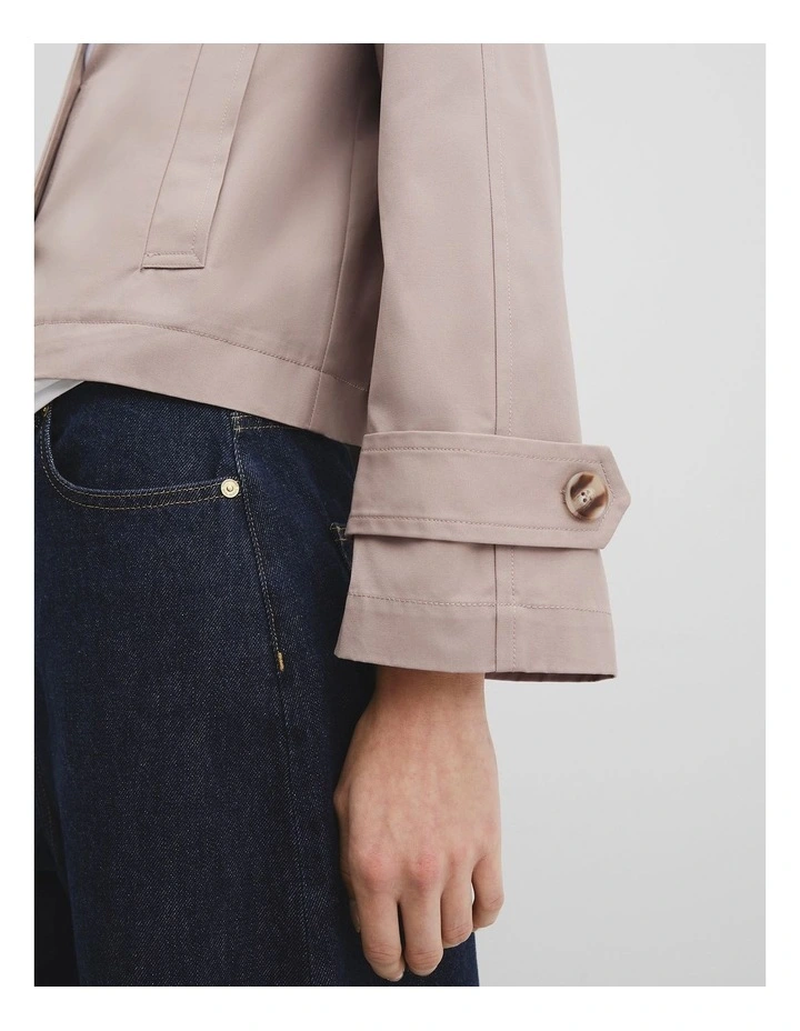 Short Crew Jacket in Taupe image 3