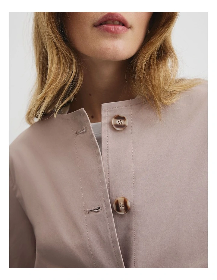 Short Crew Jacket in Taupe image 4