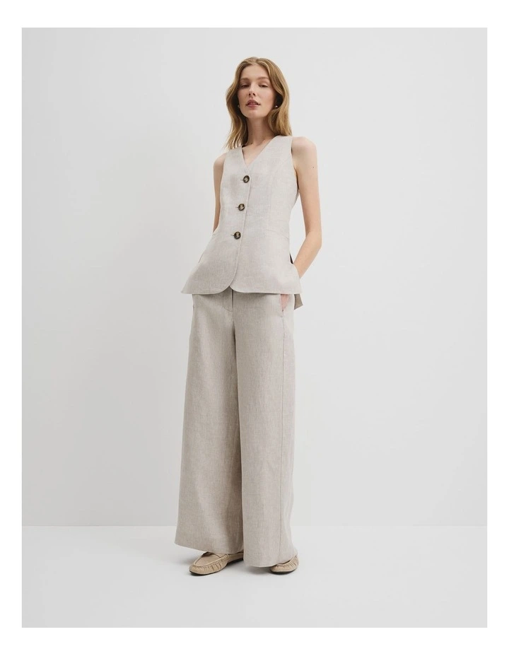 Organically Grown Linen A-line Tailored Vest in Sand image 4
