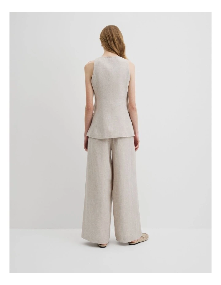Organically Grown Linen A-line Tailored Vest in Sand image 5