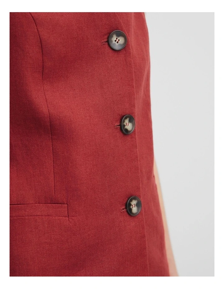 Organically Grown Linen A-line Tailored Vest in Brick image 2