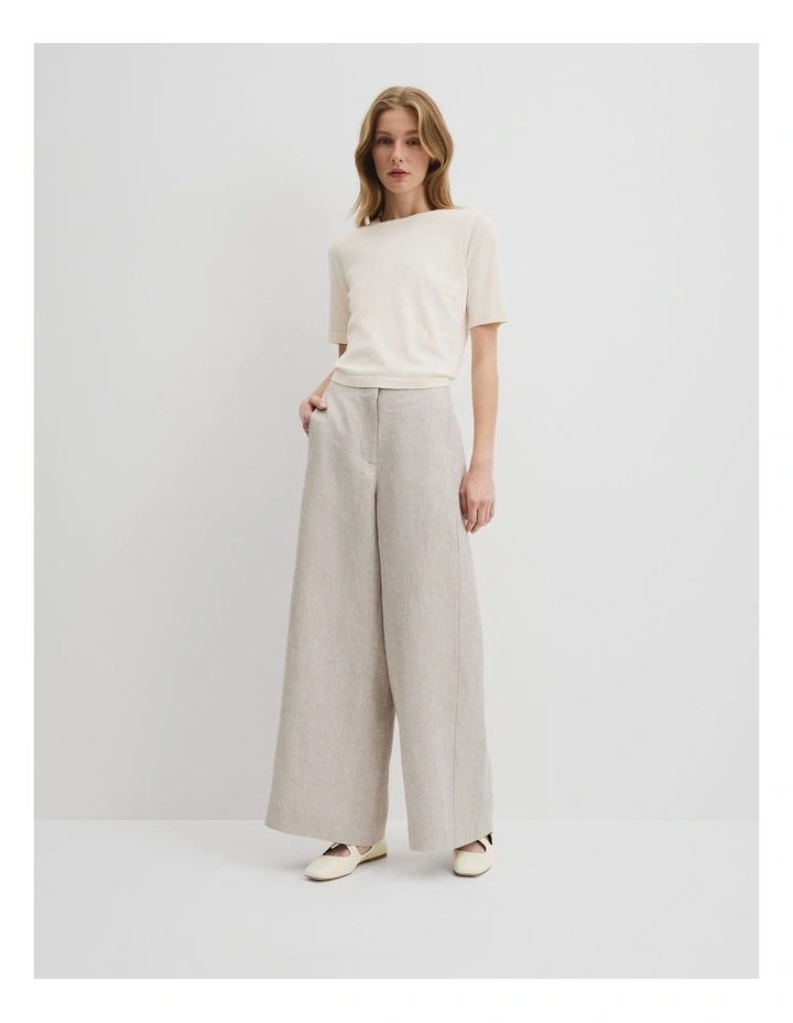 Organically Grown Cotton Linen Short Sleeve Knit T-shirt in Antique White image 3