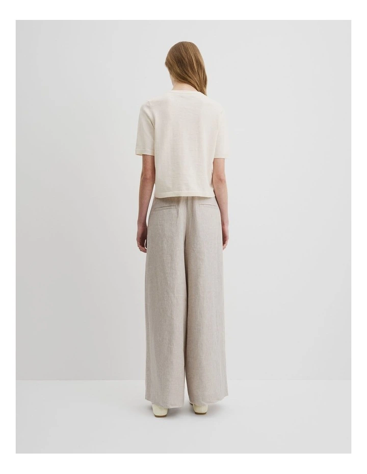 Organically Grown Cotton Linen Short Sleeve Knit T-shirt in Antique White image 4