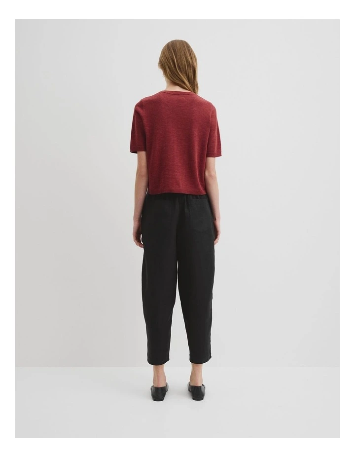 Organically Grown Cotton Linen Short Sleeve Knit T-shirt in Brick image 4