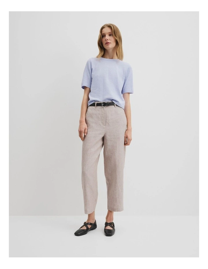 Organically Grown Cotton Linen Short Sleeve Knit T-shirt in Ice Blue image 3