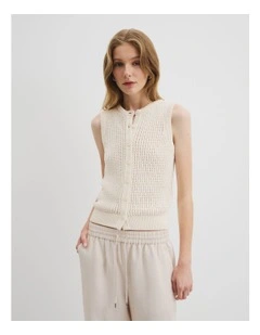 Pointelle Knit Tank in Antique White