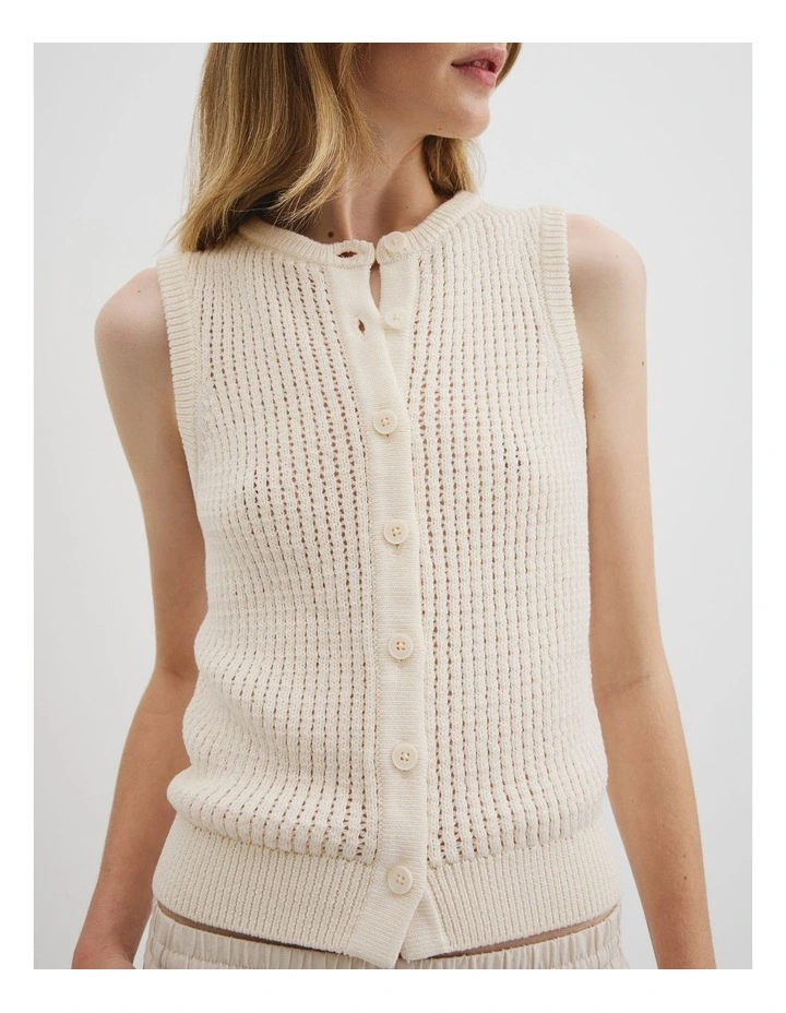 Pointelle Knit Tank in Antique White image 2