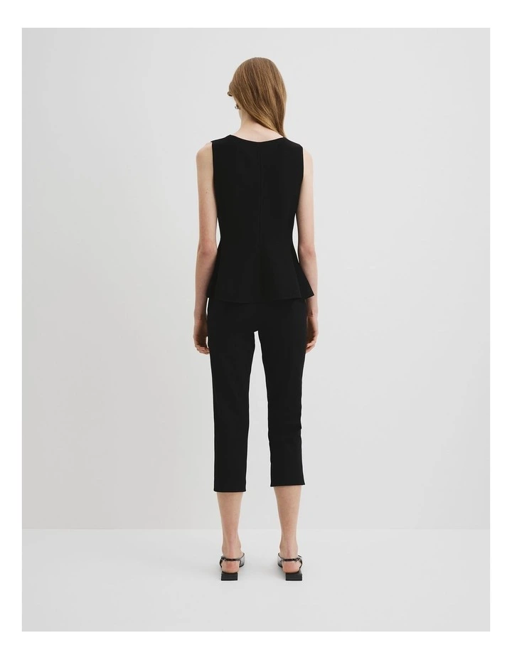 Compact Peplum Knit Tank in Black image 4
