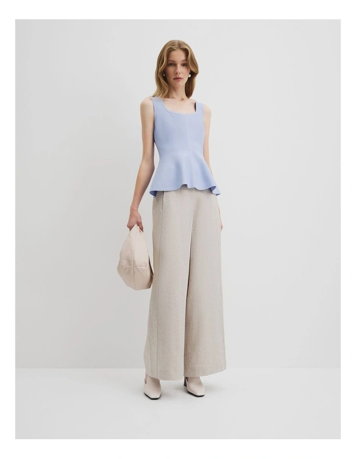 Compact Peplum Knit Tank in Ice Blue image 2