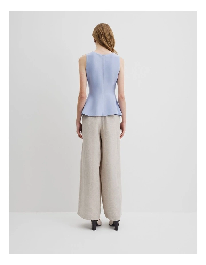 Compact Peplum Knit Tank in Ice Blue image 3