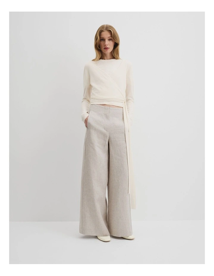 Long Sleeve Wrap Knit in Antique White image 3