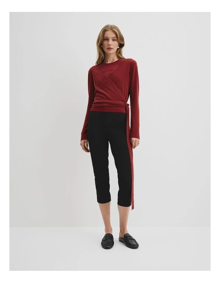 Long Sleeve Wrap Knit in Brick image 3