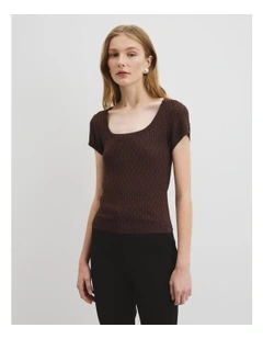Lace Knit T-shirt in Cocoa