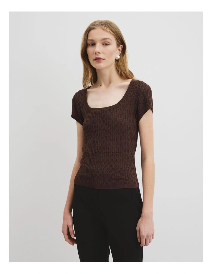 Lace Knit T-shirt in Cocoa image 1