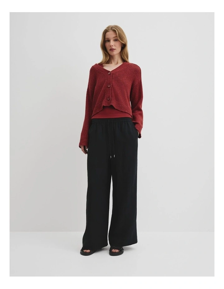 Textured Knit Cardigan in Brick image 1