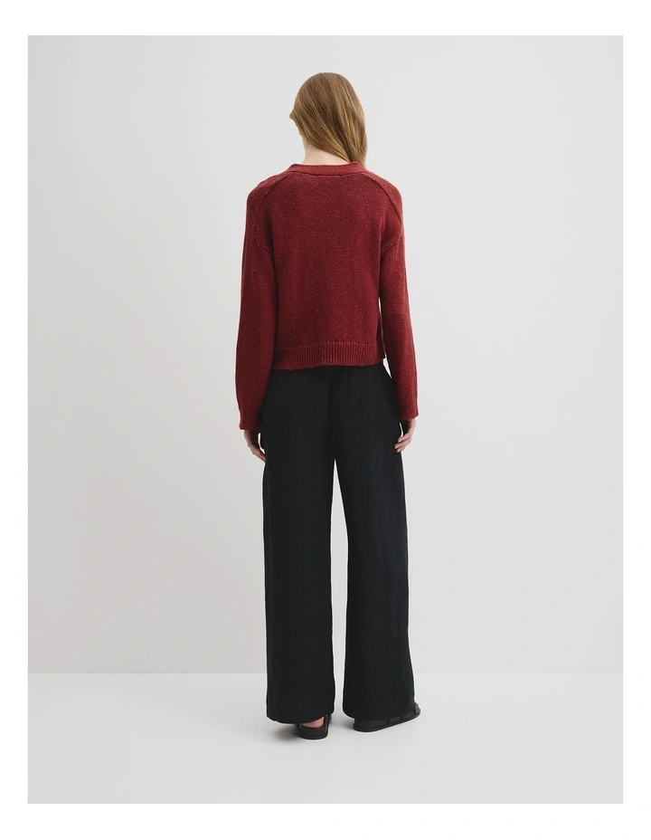 Textured Knit Cardigan in Brick image 4