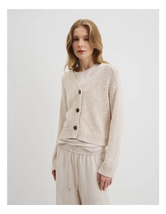 Textured Knit Cardigan in Almond Marle